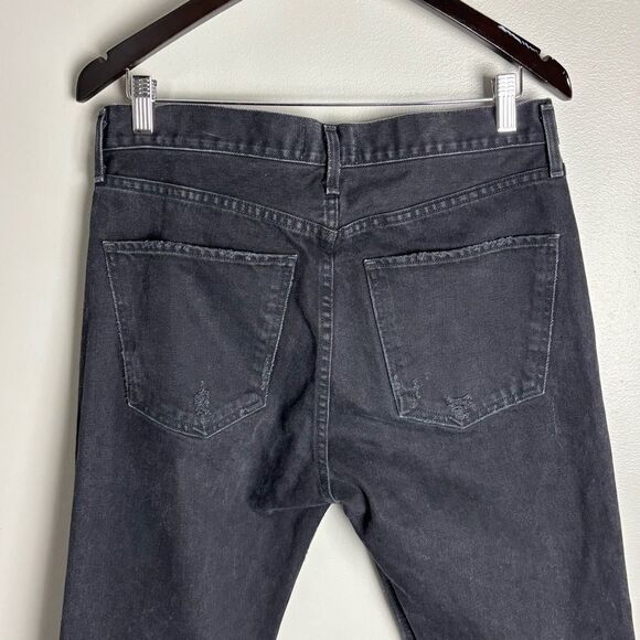 Agolde Cherie high rise black straight leg distressed 100% cotton jeans size 29 - Picture 8 of 17